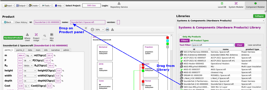 Drag/Drop a Library Item To View It in the Component Modeler