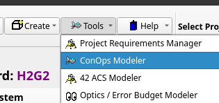 Select the ConOps Modeler menu item