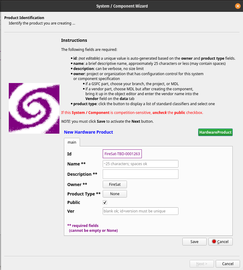 System/Component Wizard (First Page)